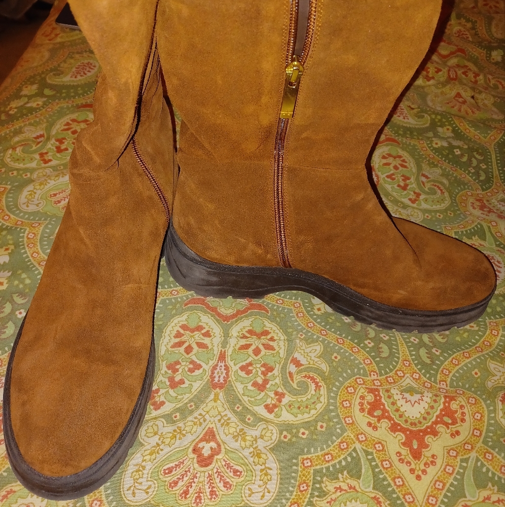 Aquatalia 10.5 brown suede mid calf Italian boots shoes